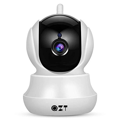 Cámara IP, Cámara de Vigilancia QZT 1080P Wifi con Visión Nocturna, Audio Bidireccional, Giro / Inclinación, Detección de Movimiento, Alarma Email, Cámara de Seguridad