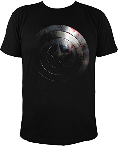 Camiseta con Escudo de El Capitán América, Negro - Extra-Large