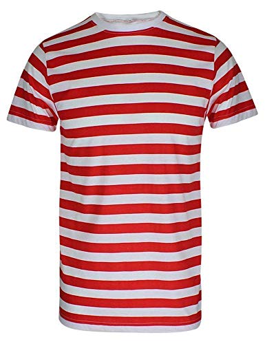 Camiseta de rayas para hombre, color rojo y negro y azul y negro Red/White Stripe T-Shirt M