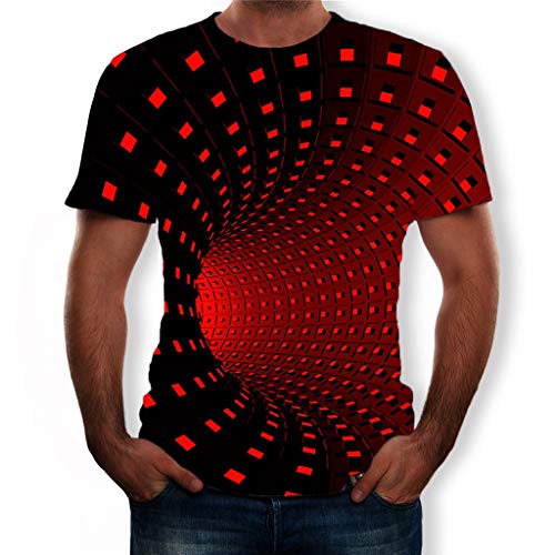 Camiseta Hombre Verano Manga Corta 3D Geometría Impresión Moda Originales Camiseta Casual T-Shirt Blusas Camisas Camiseta Cuello Redondo Suave básica Deporte Chándal Hombre Camiseta Tops vpass