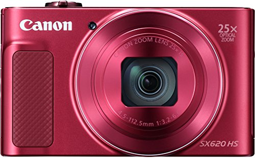 Canon PowerShot SX620 HS - Cámara digital compacta de 20,2 Mp (pantalla de 3", zoom óptico 25x, WiFi, NFC, video Full HD), rojo