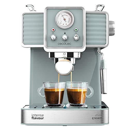 Cecotec Cafetera express Power Espresso 20 Tradizionale para espressos y cappuccinos, rápido sistema de calentamiento por thermoblock, 20 bares, manómetro PressurePro y vaporizador orientable