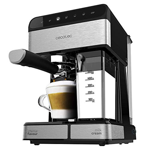 Cecotec Cafetera Semiautomatica Power Instant-ccino Touch Serie Nera. Presión 20 Bares, Capacidad de 1,4l, 6 Funciones, Calentador por Thermoblock, Control Táctil, Tanque de leche, 1350 W