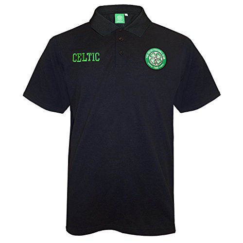 Celtic FC - Polo oficial para hombre - Con el escudo del club - Negro - XL