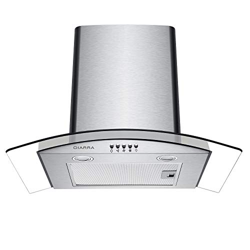 CIARRA CBCS6506B Campana Extractora de Pared 60cm 550 m³/h 100W- 3 Velocidades - Evacuación al Exterior y Recirculación Interna por Filtro de Carbón CBCF004 - Cristal & Acero Inoxidable - Plata CIARRA CBCS6506B Campana Extractora de Pared 60cm 550 m³/h 100W- 3 Velocidades - Evacuación al Exterior y Recirculación Interna por Filtro de Carbón CBCF004 - Cristal & Acero Inoxidable - Plata