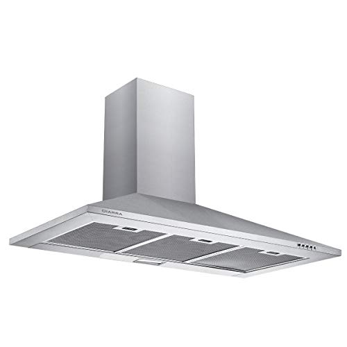 CIARRA CBCS9201 Campana Extractora Decorativa 90cm 380m³/h 65W - 3 Velocidades - Evacuación al Exterior y Recirculación Interna por Filtro de Carbón CBCF002 - Acero Inoxidable Plata