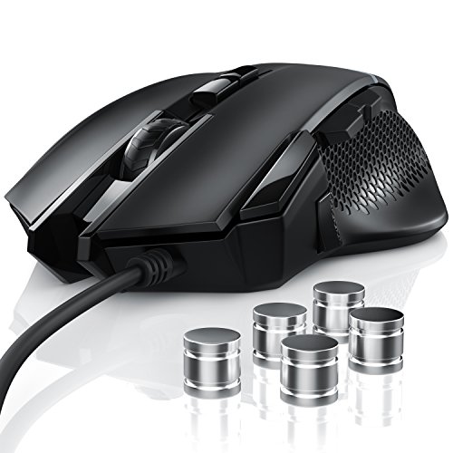 CSL - Optical USB Gaming Mouse - Ratón de juego USB óptico - Frecuencia de muestreo de 3200 dpi - Alta precisión ,agarre y manejo óptimo - Diseño ergonómico - 9 botones - Ajuste de peso de 5 piezas