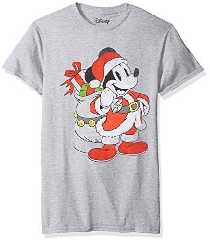 Disney - Camiseta para hombre, diseño de Papá Noel, diseño de Papá Noel, color rojo -  Gris -  Large