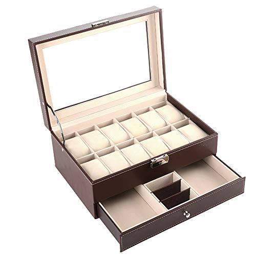 Doubleblack Caja para Guardar Relojes Expositor Joyero para Gemelos, Anillos y Pulseras Marrón