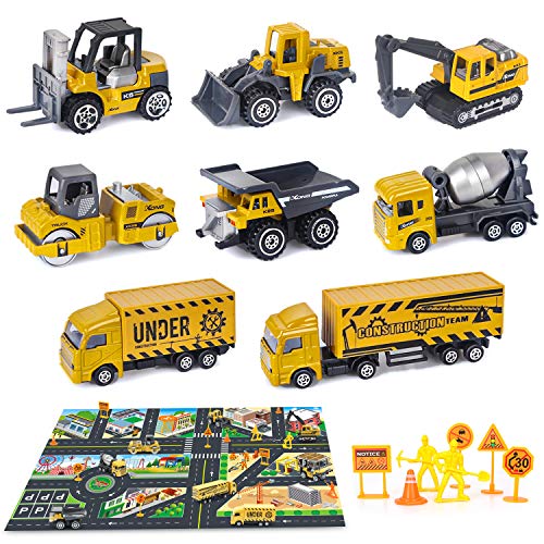 Dreamon Construcción Vehículos Metal Camión Mini Coches Decoración de la Torta, Juguete para Niños 2 3 4 Chicos(8 Piezas) Dreamon Construcción Vehículos Metal Camión Mini Coches Decoración de la Torta, Juguete para Niños 2 3 4 Chicos(8 Piezas)