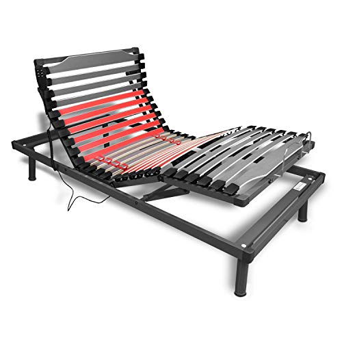Duérmete Online Ergo Luxe Cama Eléctrica Articulada Reforzada 5 Planos con Suspensiones de Caucho, Haya, Gris, 90 x 190 Duérmete Online Ergo Luxe Cama Eléctrica Articulada Reforzada 5 Planos con Suspensiones de Caucho, Haya, Gris, 90 x 190