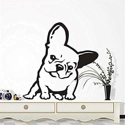 Etiqueta de la pared Etiqueta de la pared nuevo Diy Perro Tatuajes de Pared Bulldog Francés Cara de Melancolía Etiqueta de Vinilo Decoración Del Hogar Cartel de Arte 58X60 CM
