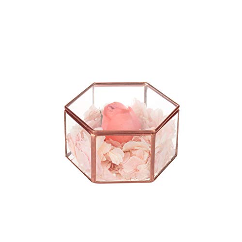 Feyarl - Joyero de oro con forma de flor, caja decorativa de cristal