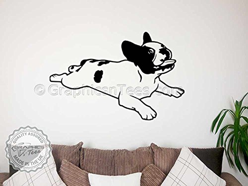 Gráficos' n' Tees - cachorro de Bulldog Francés woooowltd lindo, tumbado, perro woooowltd - color negro - otros colores disponibles, negro, 1.Small: W460mm x H300mm