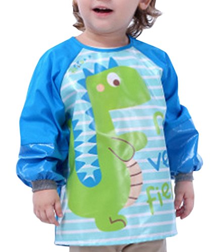 Happy Cherry - Delantal Ropa Babero Impermeable Infantil para pintar con mangas largas para Bebés niños niñas(2-4 años)- L - Dinosaurio