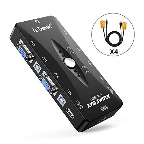 ieGeek Switch KVM Box Caja Conmutador 4 Puertos de USB-A 4 Conectores de USB-B 4 Entradas … ieGeek Switch KVM Box Caja Conmutador 4 Puertos de USB-A 4 Conectores de USB-B 4 Entradas …