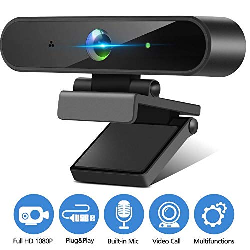 Isincer Webcam PC con Microfono, HD 1080P Webcam para Portatil/Ordenador/Mac USB 2.0 cámara Web Plug and Play para Skype, PC/Mac/Laptop/Tablet