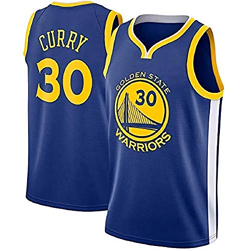 Jersey de Baloncesto Masculino Golden State Warriors # 30 Stephen Curry Sin Mangas Swingman Malla Jersey (Azul, L)