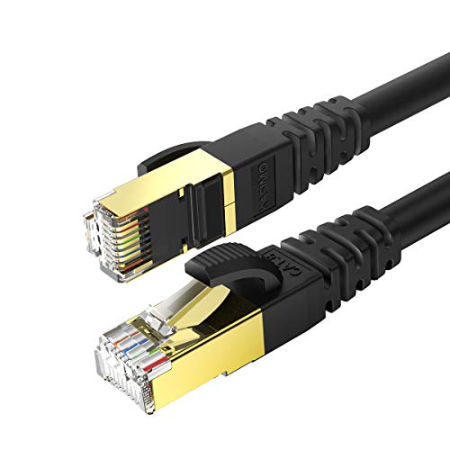KASIMO Cable de Internet Cat 8 10 Metros Alta Velocidad para Juego PS4 Xbox Nintendo Switch con Conector RJ45 40Gigabit 2000MHz Cable Conexión a Internet Rápido para Router TV Módem