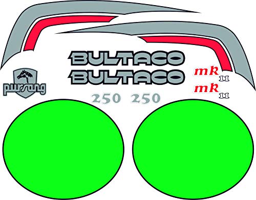 Kit de adhesivos motos clasicas Bultaco PURSANG MK11 250 - Juego Pegatinas Completo - Vinilo para Moto, máxima Calidad.