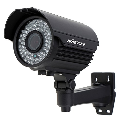 KKmoon Camara Bala de Vigilancia (1200TVL, CCTV 1/3" CMOS, 72 IR LED, IR-Cut, 2.8-12mm Zoom Varifocal, Vision Nocturna, IP66 Impermeable, Interior/Exterior, Señal PAL) Sistema Seguridad
