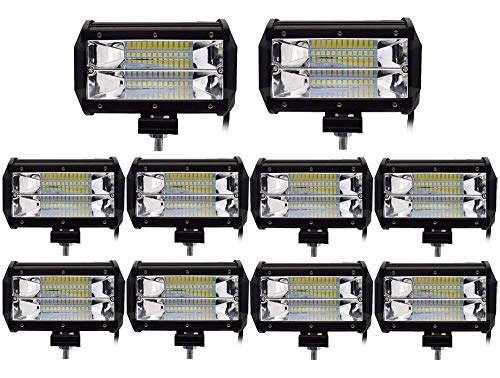 Leetop 10X 72W Focos de Coche LED Potentes,IP67 Impermeable Blanco Frío Faro de Trabajo LED para Off-Road Camión,Todoterreno,Tractor,Barco