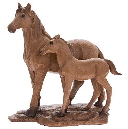 Lesser & Pavey - Figura Decorativa de Caballo Mare y Potro de Madera