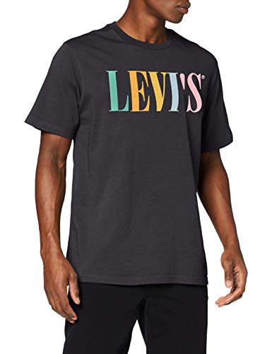 Levi's Relaxed Graphic tee Camiseta, Negro (90's Serif Logo Mineral Black 0044), Large para Hombre