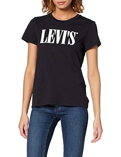 Levi's The Perfect Tee, Camiseta, Mujer, Negro (90's Serif Perfect T2 Caviar 0783), L