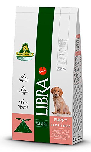 LIBRA - Pienso para Perros Cachorros pequeños, medianos y Grandes Cordero y arroz 15 kg