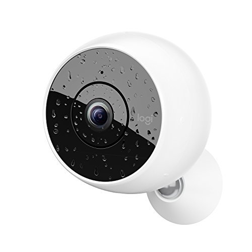 Logitech Circle 2 Cámara de Vigilancia Inalámbrica, Interior/Exterior, Impermeable, Apto para Alexa, Apple HomeKit, ChromeCast, 1080p HD, Angular 180°, Memoria Cifrada de 24h, Visión nocturna, Blanco