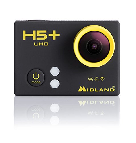 Midland C1208.02 H5 Plus-Videocámara Deportiva de hasta 12 MP (4K, WiFi, Full HD 1080p, Pantalla LCD de 2") Color Negro y Amarillo, 245