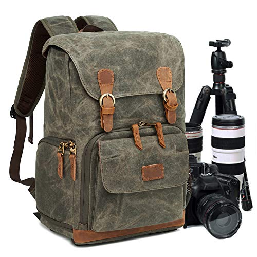 Mochila Casual para Cámara Antirrobo,Mochila Viaje de DSLR/Réflex Impermeable,Mochila Fotográfica Vintage per Laptop Portátil/Accesorio/Lentes Trípode,Mochila Lona para Canon Nikon Sony (Amy Green) Mochila Casual para Cámara Antirrobo,Mochila Viaje de DSLR/Réflex Impermeable,Mochila Fotográfica Vintage per Laptop Portátil/Accesorio/Lentes Trípode,Mochila Lona para Canon Nikon Sony (Amy Green)