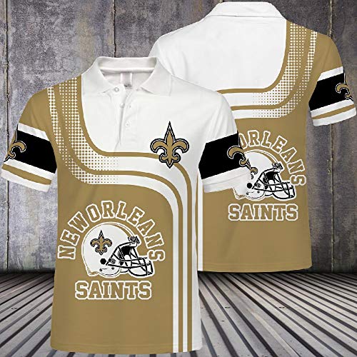 NFL Camisetas del Polo - Nueva Orleans Santos De Impresión En 3D Tops Casuales De Manga Corta Tenis Golf Classic Manera De Los Hombres - Entrenamiento para El A-4XL