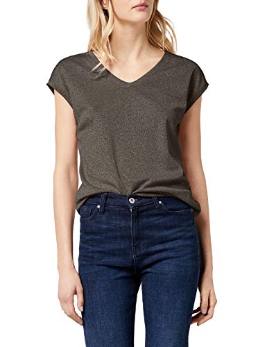 Only onlSILVERY S/S V Neck Lurex Top JRS Noos Camiseta, Verde (Kalamata), 34 (Talla del Fabricante: X-Small) para Mujer