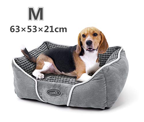 Pecute Cama de Perros y Mascotas Básica Cama de Suave Gamuza para Perros y Gatos de Color Gris M(63 * 53cm)