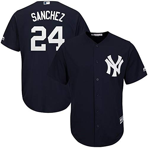 Personalizada Camiseta Deportiva Baseball Jersey Yankees de la Liga Mayor de béisbol # 24 Sanchez New York Yankees,Blue,Men-M