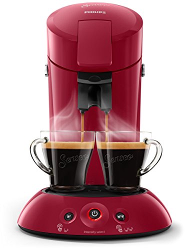 Philips Cafetera Senseo New Original, Elección de crema Plus, grosor de café, color negro rojo oscuro