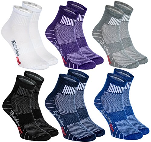 Rainbow Socks - Hombre Mujer Calcetines Deporte Colores de Algodón - 6 Pares - Púrpura Negro Gris Azul Marino Azul Blanco - Talla UE 36-38 Rainbow Socks - Hombre Mujer Calcetines Deporte Colores de Algodón - 6 Pares - Púrpura Negro Gris Azul Marino Azul Blanco - Talla UE 36-38