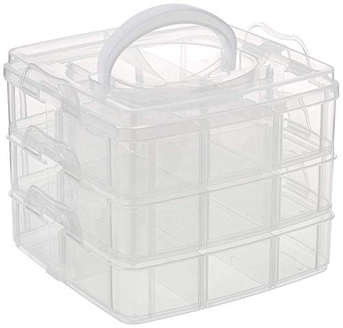 Rayher Caja clasificada con asa, Surtido, 15,5x15,5x12,9 cm, 3x6 Compartimentos