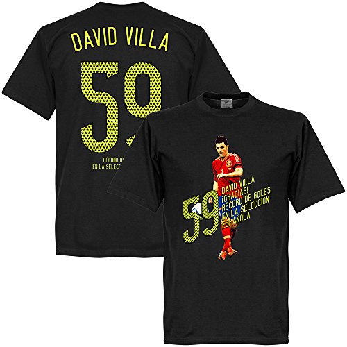 Retake David Villa 59 Goals - Camiseta de manga corta, color negro, Hombre, negro, XXXX-Large