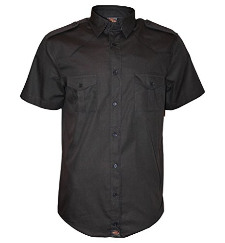 ROCK-IT Apparel® Camisa de Hombre de Manga Corta Camisa de los Estados Unidos con Aspecto Militar Camisa Worker de Tiempo Libre Fabricada en Europa Tallas S-5XL Negro Large