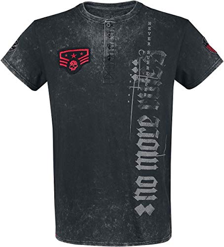 Rock Rebel by EMP Hombre Camiseta Negro/Gris XXL, 100% algodón, Patches Regular