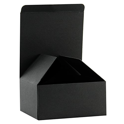 RUSPEPA Cajas De Regalo De Cartón Reciclado - Caja De Regalo Pequeña con Tapas para Manualidades, Magdalenas Y Galletas - 13X13X8 Cm - Paquete De 30 - Negro