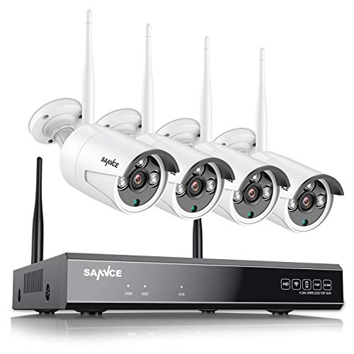 SANNCE Kit de Seguridad Inalámbrica 8CH NVR 1080P H.264 CCTV sin Disco Duro de Videovigilancia 4 Cámaras Sistema de Vigilancia WiFi - sin HDD