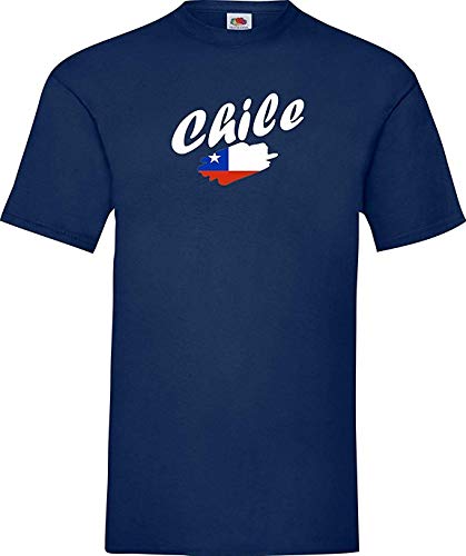 Shirtinstyle Camiseta de Hombres Copa del Mundo Camiseta de País Chile - Azul, 3XL