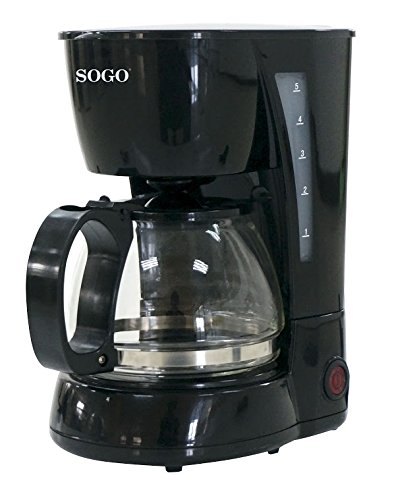 SOGO - Cafetera de Goteo eléctrica para 4 Tazas, 650W, 0,6 L, CAF-SS-5655, Color Negra