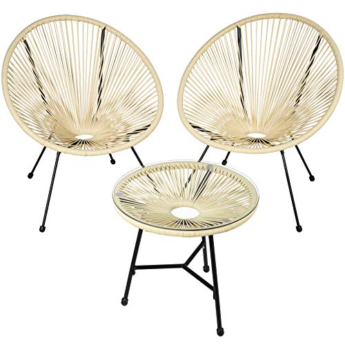 TecTake 800730 Set de 2X Sillas con Mesa, Sillas Redondas Acapulco, Estructura de Acero, Estilo Retro, Muebles Exterior Jardín Patio Terraza -Disponible en Diversos Colores (Beige | No. 403310) TecTake 800730 Set de 2X Sillas con Mesa, Sillas Redondas Acapulco, Estructura de Acero, Estilo Retro, Muebles Exterior Jardín Patio Terraza -Disponible en Diversos Colores (Beige | No. 403310)