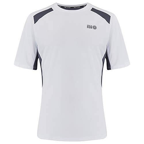 Time To Run Hombres Deportes Tecnica Pace Spirit Corriendo/Ejercicio/Gimnasio Camiseta con Mangas Corto XL Blanco/Carbón