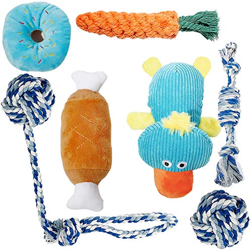 Toozey Juguetes para Perros Pequeños/Cachorros 7pcs - Juguete masticable de Cuerda de dentición para Cachorros y Juguete de Chirriador Peluche para Perros con Bolsa de lavandería Toozey Juguetes para Perros Pequeños/Cachorros 7pcs - Juguete masticable de Cuerda de dentición para Cachorros y Juguete de Chirriador Peluche para Perros con Bolsa de lavandería